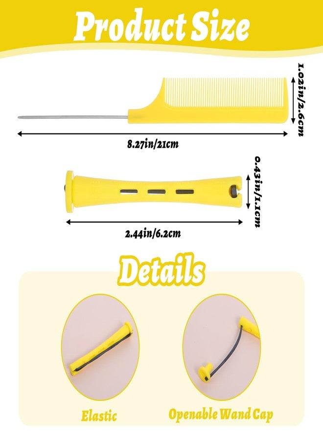 Sibba 60Pcs Hair Perm Pods Set, Plastic Hair Perming Rollers Kit, Rollers Cold Wave Curlers for Hairdressing Styling Salon Home Use, Yellow - Image 2